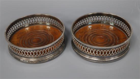 A pair of modern silver wine coasters, C.J. Vander Ltd, London, 1970,